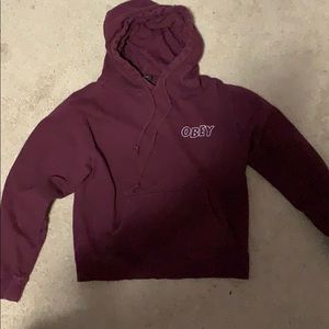Maroon cropped Obey hoodie